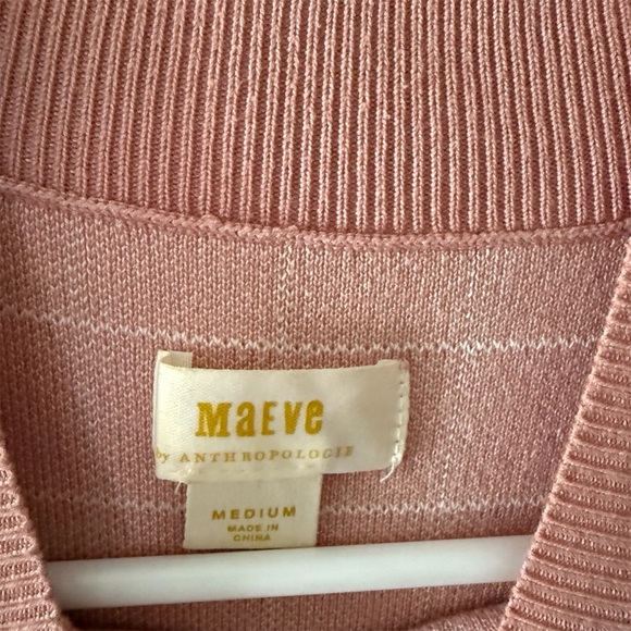 Maeve by Anthropologie Pink & White Checkered Mock Neck Knit Top - Picture 2 of 2